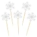 Aneco 80 Pack Snowflake Cupcake Toppers Glitter Snowflake Cake Topper Picks Decor for Christmas Themed Party Wedding Bridal Shower Decoration(Silver) (Silver)