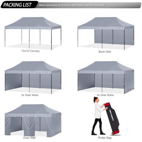 Image of ABCCANOPY Heavy Duty Easy Pop up Canopy Tent with Sidewalls 10x20, Gray