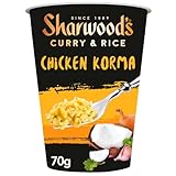 Sharwood's Curry Rice Pot 70g – Instant Indian Style Rice Meal Pot, Ready in 5 Minutes, Quick Lunch Snack, Easy Hot Rice Cup for Work, Travel & Home (Chicken Korma)