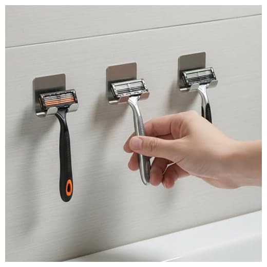 Stainless Steel Adhesive Razor Holder for Shower, 3-Pack, No-Drill Waterproof Hooks, Rust-Resistant Shaver Storage for Bathroom