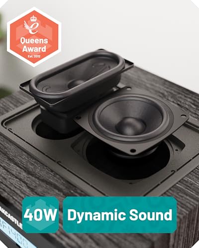 Image of Home Stereo System with CD Player Bluetooth & Radio | 40W FM Radio, Solid Wood Build, and 30 Presets | Multi Format Support, CD Player for Home, Compact Music System | Oakcastle Hifi400
