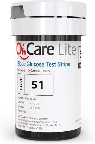 Oh?Care Lite Blood Glucose Test Strips (50pcs) - Diabetic Test Strips Calibrated for Oh?Care Lite Blood Sugar Testing Monitor/Glucometer - Affordable Diabetic Supplies by ijCare (1)