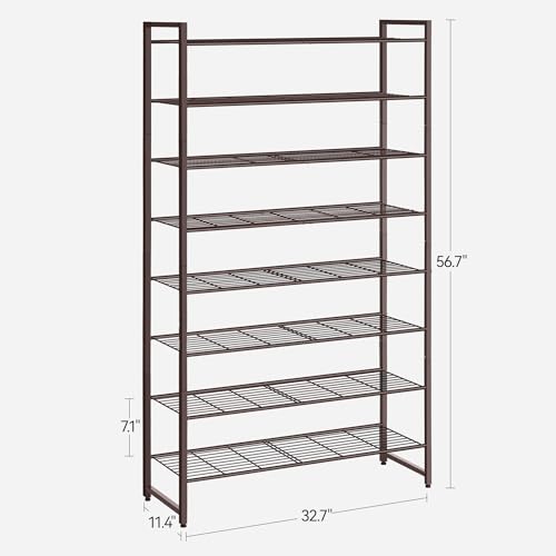 Image of Nunsino Shoe Rack for Closet, Metal Shoe Organizer, 8 Tier Garage Shoe Rack Max Holds 40 Pairs,Shoe Storage Shelf,Entryway, Bronze