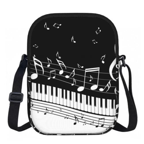 DOPKLNA Onda de notas musicales, Bolsos cruzados con cremallera, bolsos de hombro informales para mujeres y hombres.