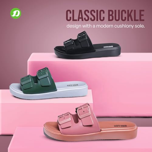 Image of DOCTOR EXTRA SOFT Women's Classic Cushion Sliders /Slippers with Adjustable Buckle Strap for Adult | Comfortable & LightWeight| Stylish & Anti-Skid|Waterproof & Everyday Flip Flops Ladies /Girls New-523