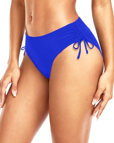 Image of Daci Women Mid Waist Bikini Bottoms - Full Coverage Swim Bathing Suit Bottom Side Tied Swimsuit Bottoms