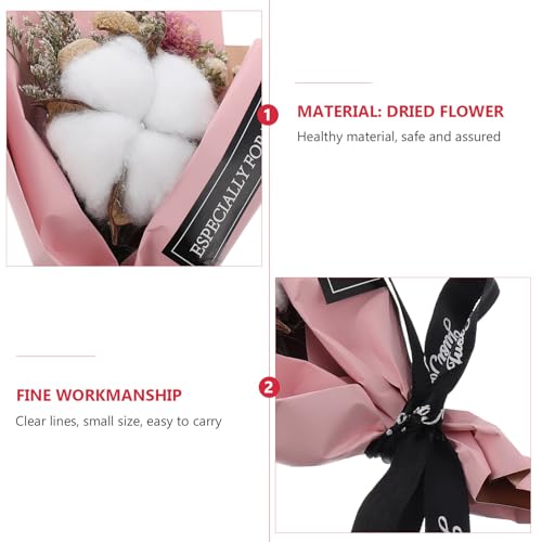 Ramo decorativo de flores secas rosa pequeño fácil de llevar miniatura 6