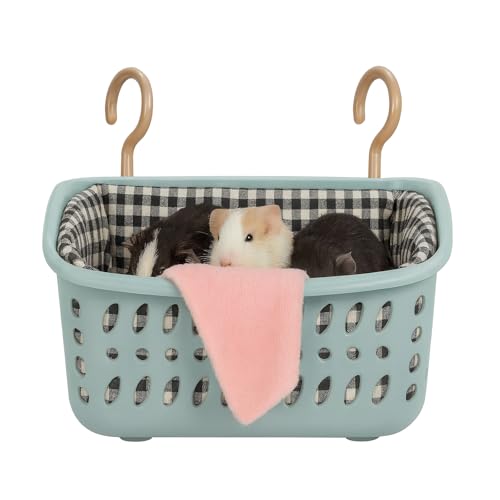 Image of JWShang Rat Hammock for Cage - Small Animal Hanging Basket Bed with Sturdy Hooks, Cozy Pet Rat Cage Accessories for Guinea Pig Chinchilla Sugar Glider Ferret (Blue, L)