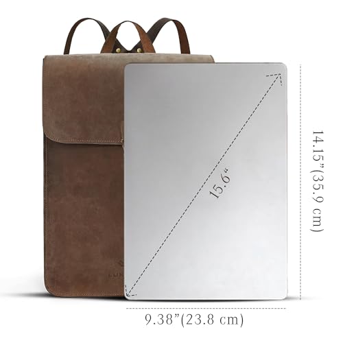 Genuine Leather Backpack for Men and Women, Minimalistic Leather Backpack, Handmade Retro Style 15.6" Laptop Bag, Hiking Shoulder Daypack - Hunter Brown3