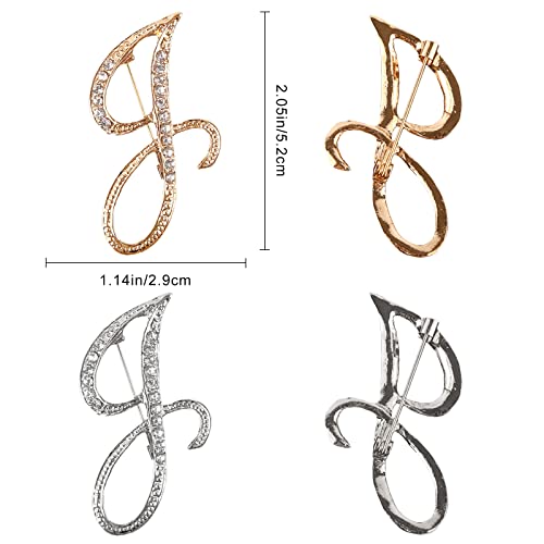 Image of Letter Brooch Pins, Alloy Lapel Pin Gold and Silver for Women, Girls, Men