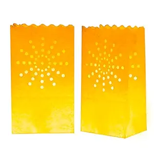 24 Pack Luminary Bags - Sunburst Design Candle Bags - Flame Resistant Light Holder - Candleholders Decorations, Halloween, Birthday, Year, Party and Event Occasion - White (Sunburst)