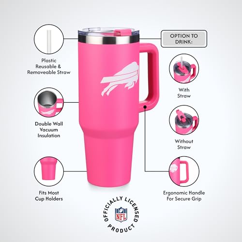 Image of The Memory Company Officially Licensed NFL - Buffalo Bills 40oz Pink Game Day Tumbler with Team Logo