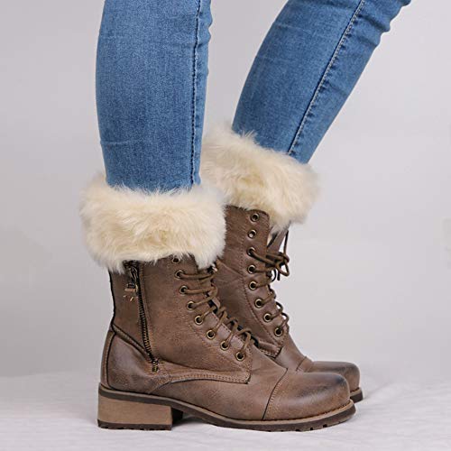 Image of Women Winter Faux Fur Boot Cuff Crochet Knit Boots Socks Short Leg Warmers