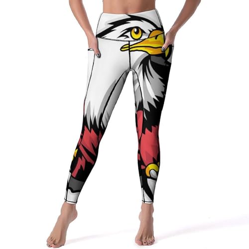 Pantalon yoga femmes taille haute anti-glissement pour fitness gym jogging rouge oiseau blanc S