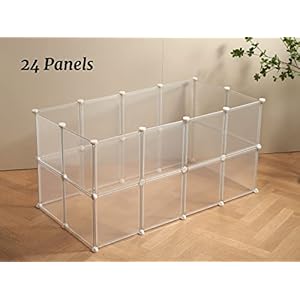 Transparent Clear Small Animal Playpen, Guinea Pig Cages, Puppy Dog Playpen, Pet Playpen, Rabbit Bunny Indoor Fence Pen Enclosure, White Clear Plastic Playpen,12X12 Inch, 12Panels