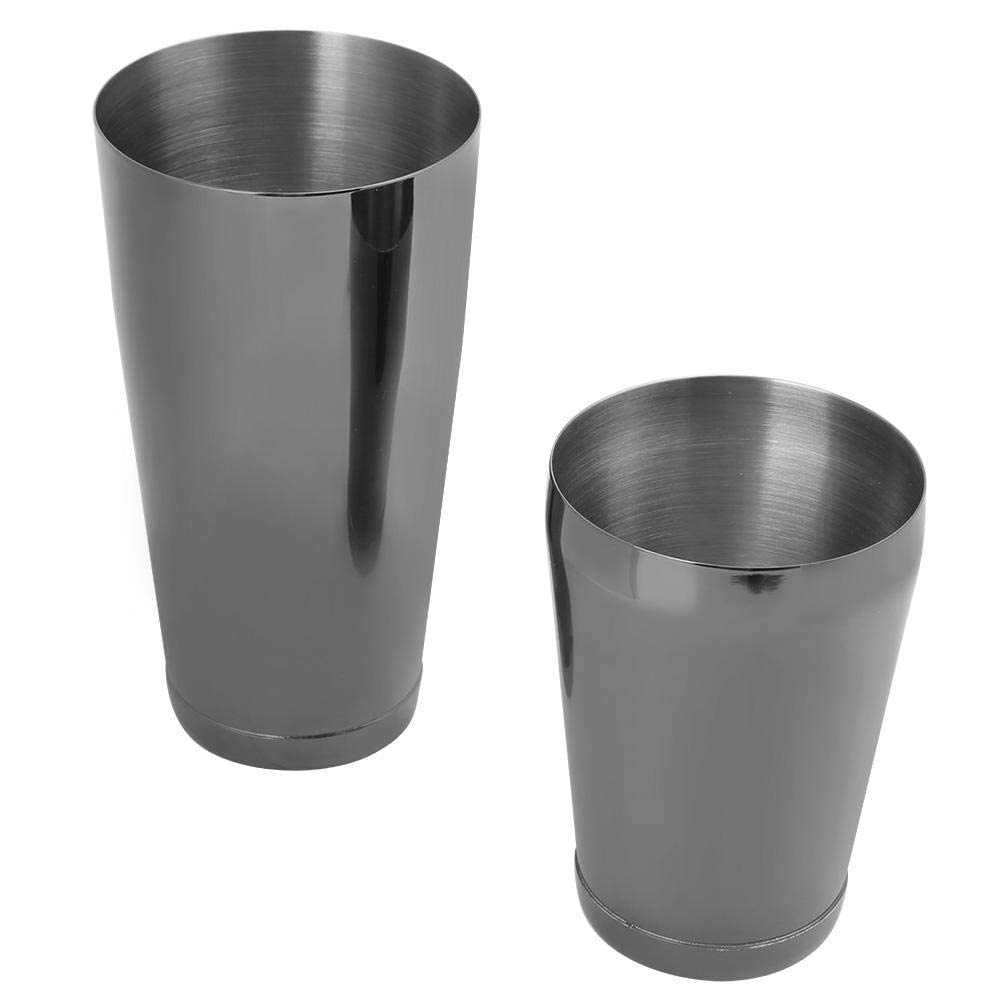 Shaker à Cocktail, Outil de Barre en Acier Inoxydable Boston Shaker Cocktail Shaker Set Cocktail Tin Barman Barware (Noir)(2)
