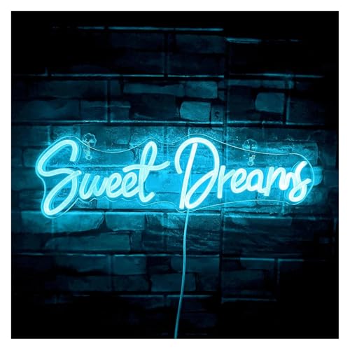 HELCEKOU Home Bar Decor Sweet Dreams Neon Sign for Wall Light Letter Bedroom Room Wedding Party Club Marriage Illuminated Lamp 45cmx15cm(Blue)