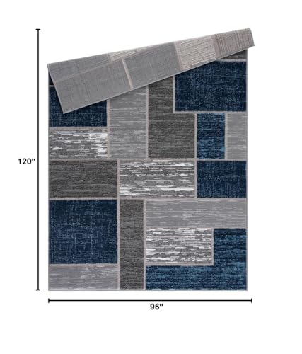 Tapete geométrico L'Baiet 8' x 10' azul gris miniatura 2