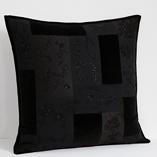 Ralph Lauren Lauren Quilted and Beaded Black Bohemian European Pillow Sham