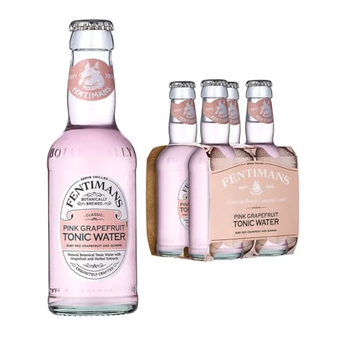 Fentimans Pink Grapefruit Tonic Water - Botanically Brewed Soft Drink - Exquisitely Crafted & Refreshing Soft Drinks - Gluten Free and Vegan Friendly - 4 x 200 ml Bottles