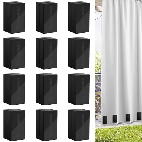 FALHBBA 24 Pcs Outdoor Curtain Weights, Plastic Wrapped Waterproof Curtain Weights Outdoor Magnetic Weights Bottom Square Magnets Weight for Curtains for Heavy Wind,Patio,Mosquito,Cabana,Gazebo,Flags