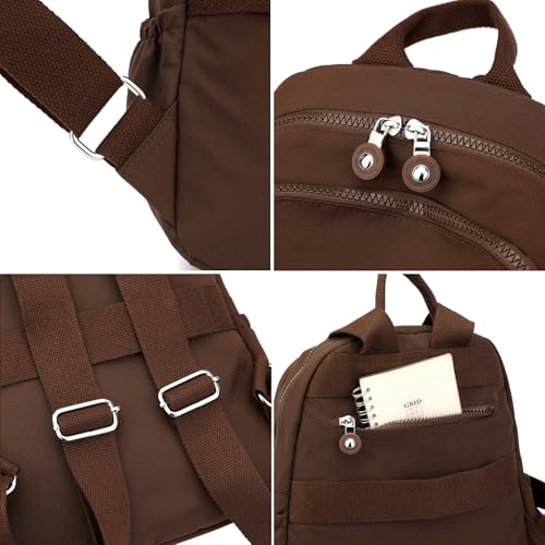 Image of Tanweibago Mini Nylon Women Backpacks,11L Small Ladies backpacks Casual Lightweight Women Shopping Travel Daypack (Brown)