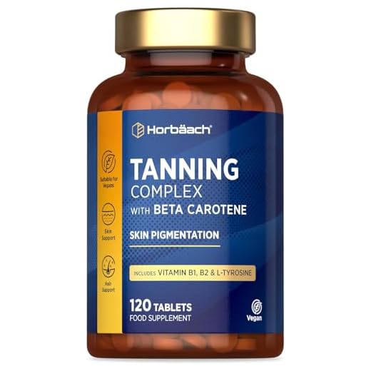 Betacaroteno Pastillas Bronceadoras | Tanning Tablets con L-Tirosina y Cobre | 120 unidades | Apto para vegetarianos y veganos | by Horbaach