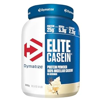 Dymatize Elite Proteine di Caseina in Polvere Gusto Vaniglia Delicata 1800g – Caseina a Rilascio Lento con BCAA