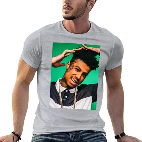 Photo de TUCVNDAT Blueface T-Shirt Vintage Plain Men Grey 3XL