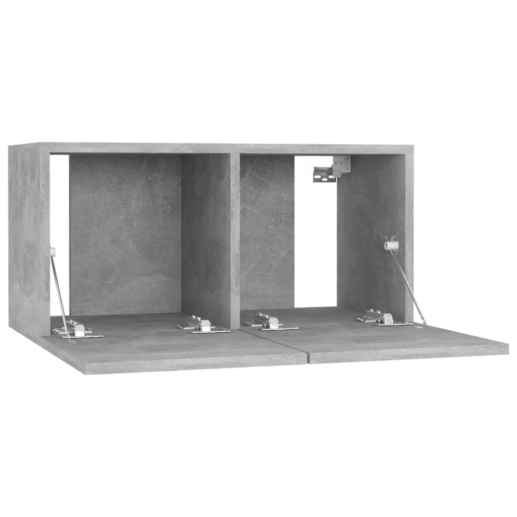 Mobili TV in Legno Multistrato Grigio Cemento 60x30x30 cm, Set 4 pezzi con Scomparti e Supporto Parete, Mobile Porta TV per Soggiorno con Mensole e Cassetti, Consolle Attrezzata