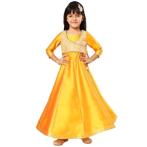 Image of A.T.U.N. (ALL THINGS UBER NICE) Girls Woven Design Gota Jacket Maxi Anarkali Gown