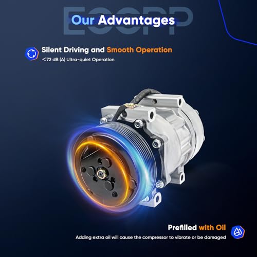 Image of ECCPP AC Compressor Direct Fit for Jeep Cherokee 2.5L 4.0L 1994-1996 | for Jeep Wrangler 1987-1995 67551,68551 Fast Cooling AC Compressor with Clutch Low Vibration Fuel Efficient Stable Operation