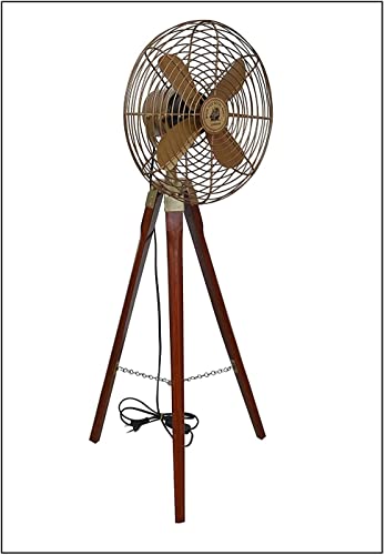 Caripeloy Floor Fan | Vintage Style | With Wooden Tripod Stand Brass Antique Floor Fan | Vintage Style | With Wooden Tripod Stand #TOP24