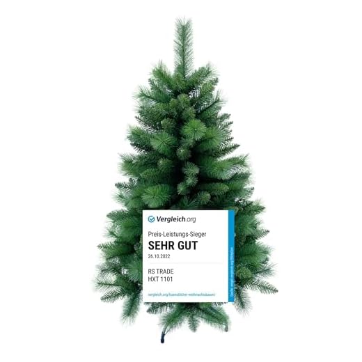RS Trade HXT Series Artificial Christmas Trees 120-270 cm, Flame Retardant Fir Trees with Quick Assembly Folding System incl. Metal Christmas Tree Stand