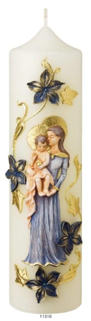 mit Madonna 30 x 8 cm, Handverziert mit Wachsplatten und Wachsborden