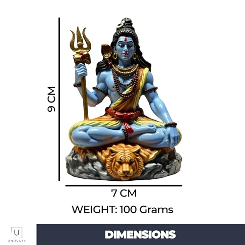 Image of UNOVATE Shiva Idol for Car Dashboard | Shiva Idol | Adiyogi Statue for Car | Mahadev Idol for Car, Home Temple, Office Desk. (Blue)