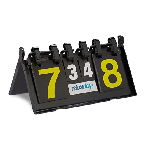 Relaxdays Marcador para Ping Pong, plástico Resistente, 21 x 38 x 20 cm, 1 Kg, Puntos 0-29, Sets 0-7, Tenis de Mesa, Color Azul, Unisex Adulto, Negro, Estándar