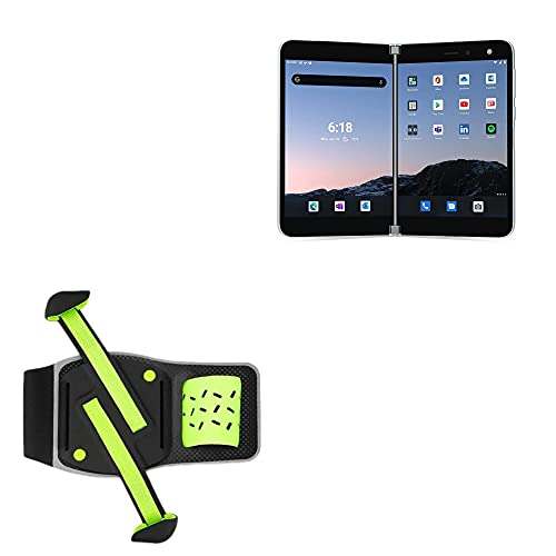 BoxWave Holster Compatible with Microsoft Surface Duo - FlexSport Armband, Adjustable Armband for Workout and Running - Stark Green
