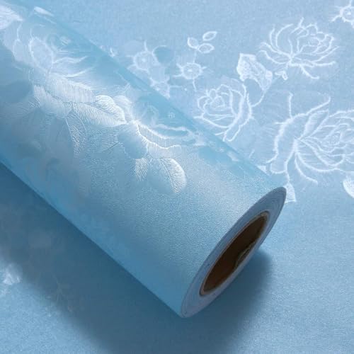 Image of VOLITO Self-Adhesive Wall Sticker Waterproof Anti Mode and Heat Resistant Drawer Kitchen Oil Proof Foil Stickers Kitchen Wallpaper (45x500cm) (V-Blue Flower)