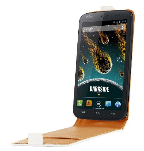 Swiss Charger SCP10126W Etui en Cuir véritable pour Wiko Darkside Blanc