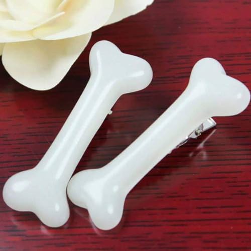 2 Piezas Pinzas de Pelo con Diseño de Hueso de Perro Blanco miniatura 1