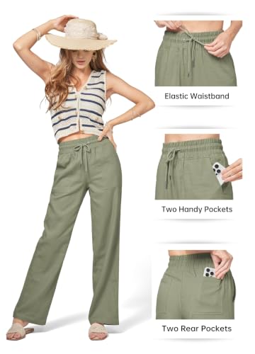 Image of Willit Women Linen Pants Wide Leg Palazzo Trousers 29 inch /31 inch / 33 inch