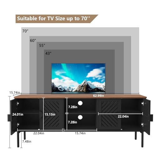 Image of ARTPOWER 63 inch Modern TV Stands,Entertainment Center with Storage,Black