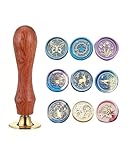 JUKOTA Wachssiegel Stempel Set, 10PCS Klassischer Siegelstempel Set mit Holzgriff, Siegelwachs Stempel Kit, Wachs Stempel, Wachs Siegel Stempel Kit für Geschenk Einladungen Umschläge Briefe