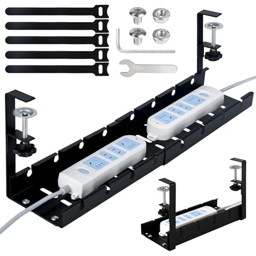 Organiseur de fils réglable 30-55cm avec support de serrage pour table de bureau