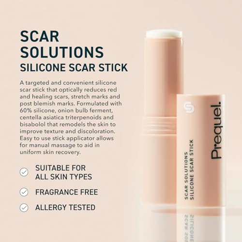 prequel skin scar solutions 60 silicone scar stick thick solid velvety film for scars formula infused with centella asiatica extracts and vitamin e soothing and occlusive