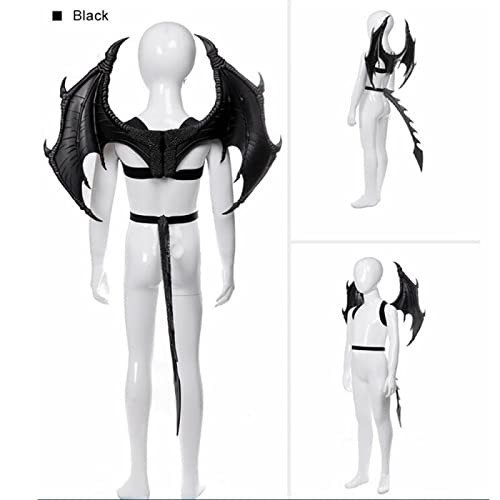 Halloween Carnaval Kostuum Cosplay Demon Dragon Wings For Kids, Demon Dragon Wings Tail Mask Set, One Size,Black - Image 4