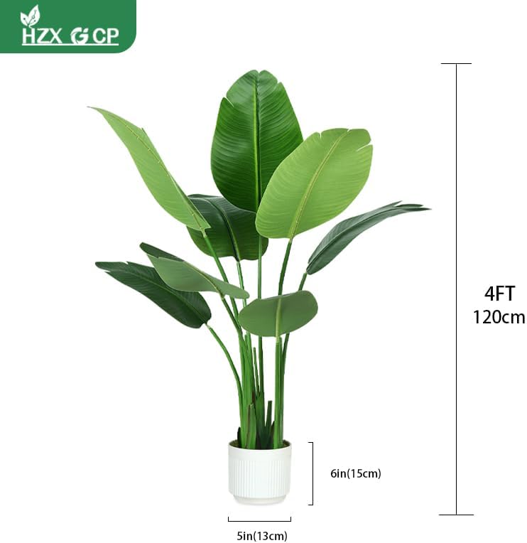 Bird of Paradise Plant Artificial 4ft,Faux Plants Indoor Tall with 8 Trunks - The Perfect Indoor Silk Floor Plant for Home Decor in Living Room, Office, and Bedroom (4FT Bird of Paradise) - Image 2