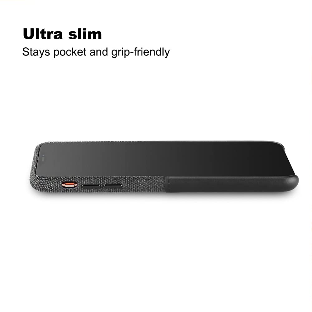 HAOBOBRO Coque Compatible avec iPhone 12 Pro Max - Un Emplacement pour Carte bancaire - Coque Housse protectrice pour téléphone en Tissu - Étui en Simili Cuir - Noir Case