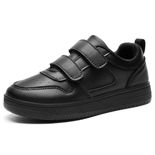 Fleetjoy Kids Trainers Boys School Shoes Breathable Girls Running Shoes Uniform Non-Slip Walking Sneakers Tennis All Black 1 UK